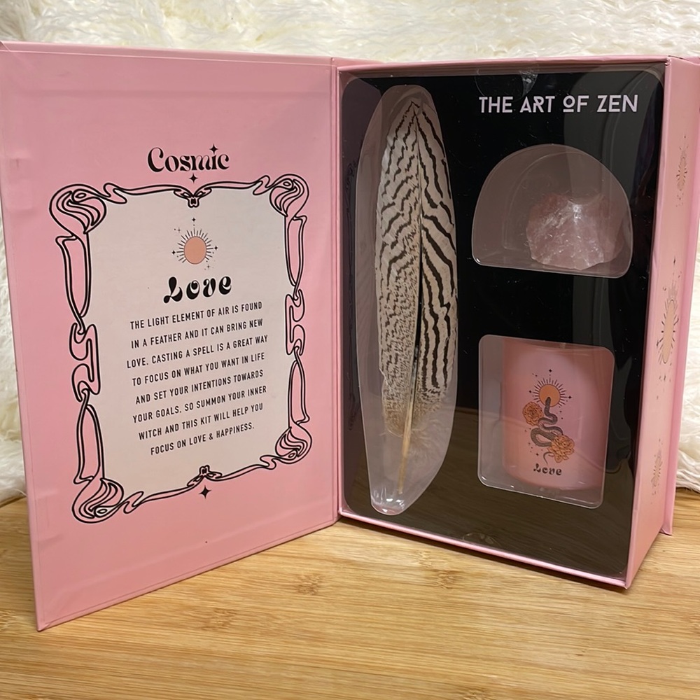 The Art of Zen Good Luck Box ~ LOVE MARSHMALLOW Candle | Crystal | Feather NWT